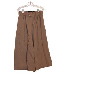 METRO New York Rayon-Polyester Brown Wide Belt Elastic Waist Skirt-Pants 12